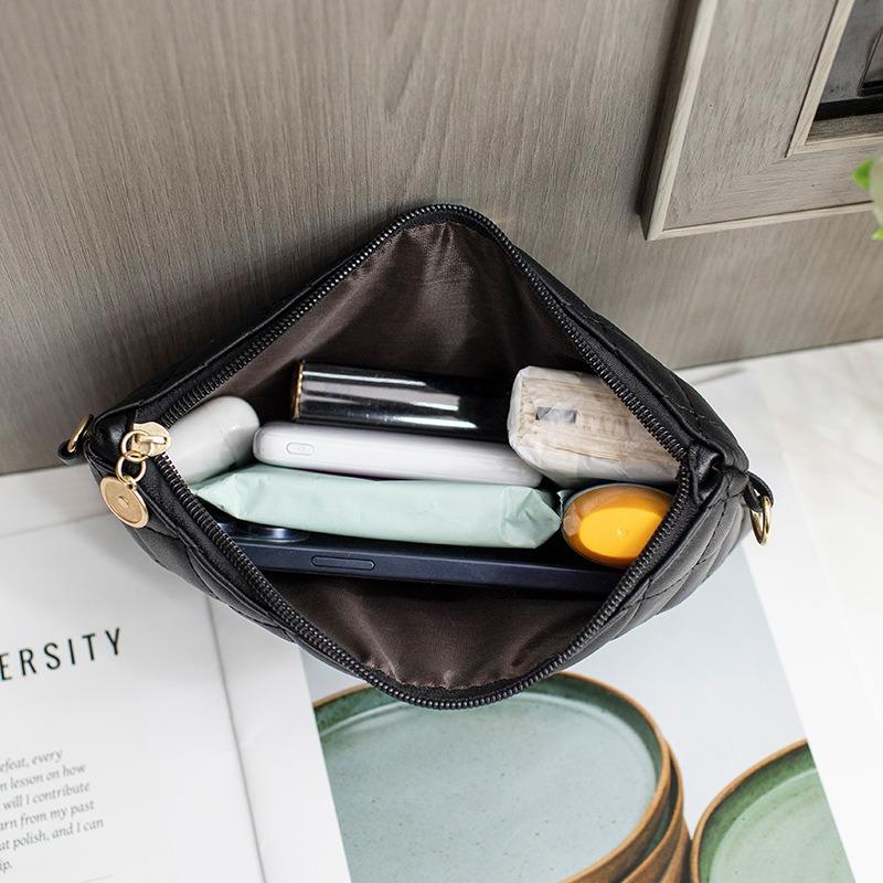 Small Bag, Diamond Grid Shoulder Bag, Women's Makeup Bag