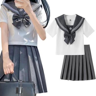 Formemory Mundurek Żeglarski Cosplay Autentyczna Uczennica Krótki Długi i Kokarda Długa Kansai Brytyjska Szkoła Kokarda Idealny na Festiwale Szkolne i