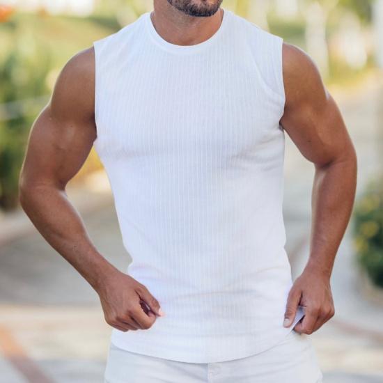 Summer Knitted Vertical Stripe Fitness Fit Tank Top For Men'S Running Vertical Stripe Tank Top