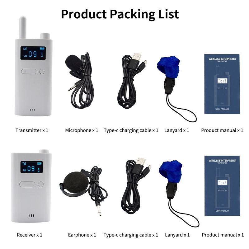 ABNR 1 Set Tour Guide System 2.4G Wireless Transmitter Receivers For Excursion Factory Church Training Cycling Tour Microphone