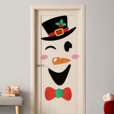 Large Snowman Reindeer Santa Stickers Christmas Door Stickers Decor for Refrigerator Wall Window Christmas Door Decorations