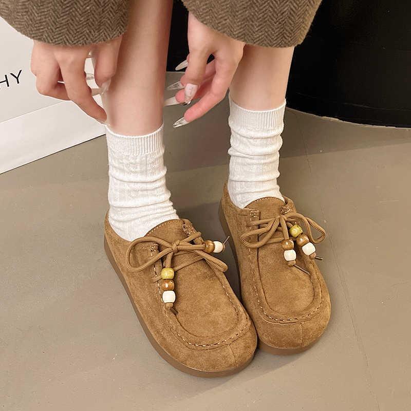 

Autumn new retro baotou half-drag women s height-increasing Boken women s shoes fashion trendy with platform slippers women 40 верблюд
