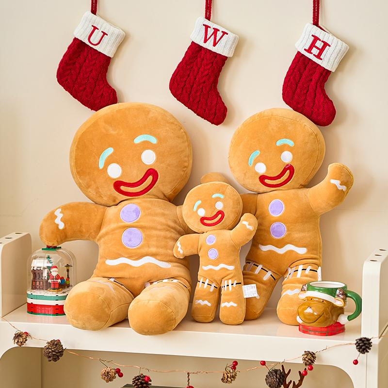 Cute Gingerbread Man Plush Toy Anime Cookie Stuffed Doll Soft Sofa Cushion Christmas Gift For Kids Room Decor