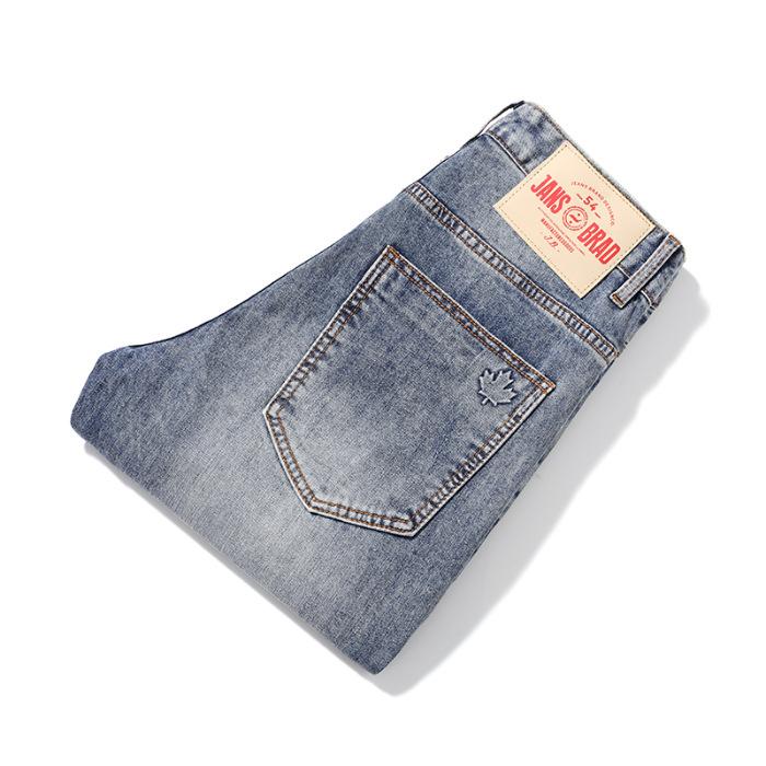 

Весенне-летние тонкие джинсы из мягкого денима с принтом кленовых листьев, облегающие, для маленьких прямых ног 38 синий