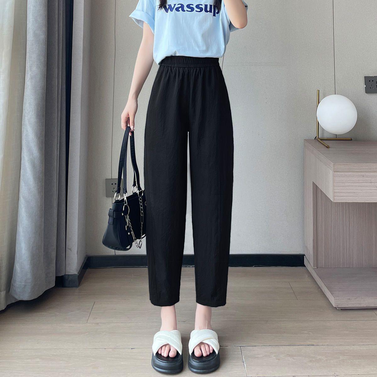 

2026 Women s High Waist Ice Silk Quick-Dry Harem Pants: Slimming, Loose-Fit, Casual Sportswear for Summer S 40-47.5kg