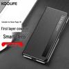 honor magic v6 genuine leather flip case with smart window - black