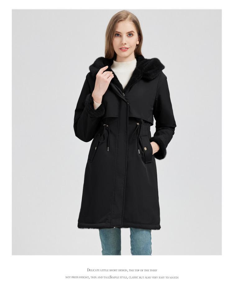 Two-sided Wearing Large Fur Collar Mid-length Fleece-lined Parkas Women's Cotton-padded Coat Thickened Jacket