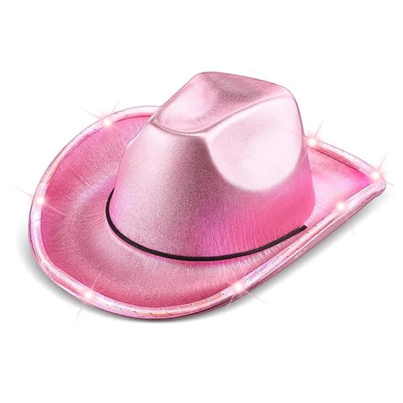 Light Up Cowboy Hats LED Wedding Hats Neon Sparkly Hats Gift for Bridal Wedding Shower Dance Bachelor Party Prom