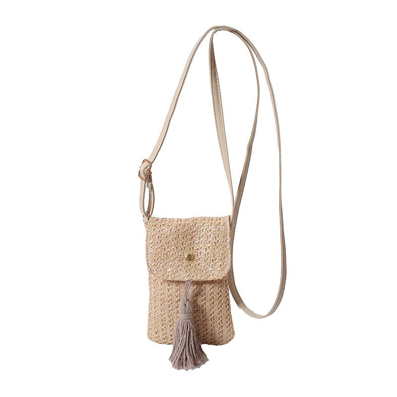 

Forest woven mobile phone bag women s bag 2025 summer new straw bag versatile tassel shoulder bag crossbody bag хаки