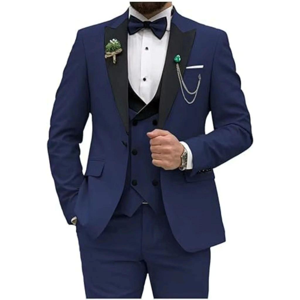 Herrenanzüge 3-teilig Blazer Weste und Hosen Set Spitzes Revers Luxuriöse Smoking Anzüge für Herren für Hochzeit Formelle Kleider Busi