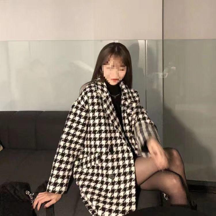 2024 Women's Mid-Length Warm Plaid Wool Coat