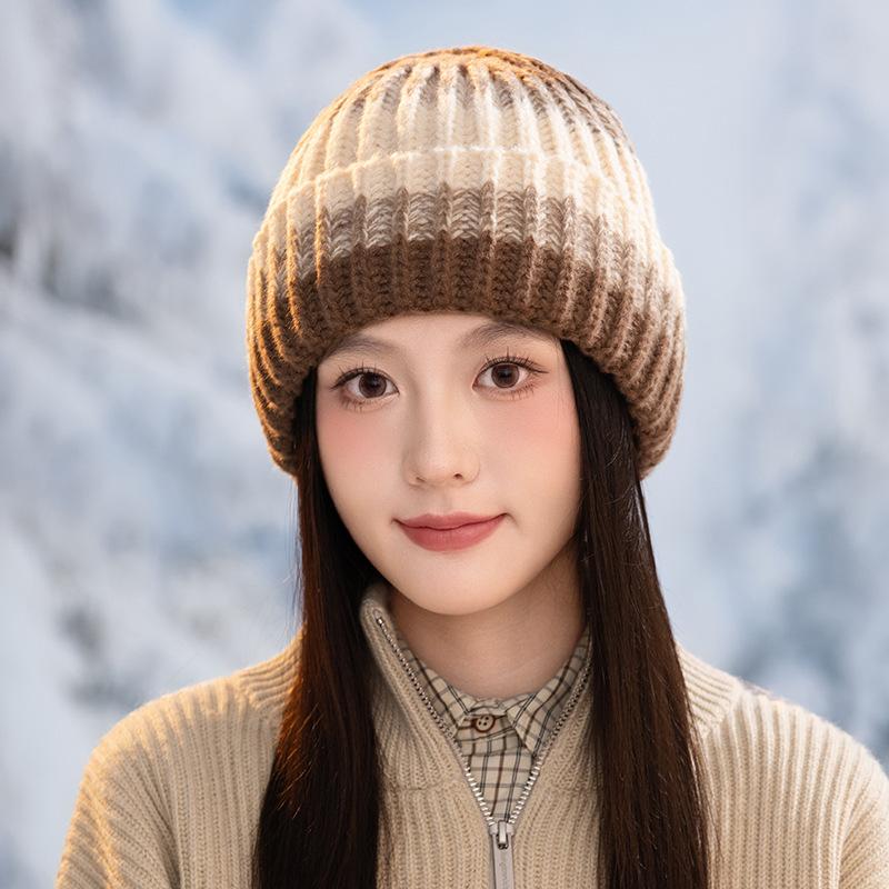 Outdoor Autumn and Winter Casual Knitted Hat Warm Wool Hat Windproof Ear Protection Stack Hat Women