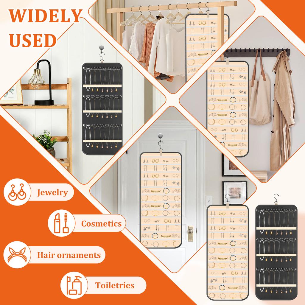 Hanging Jewelry Organizer Earrings And Necklaces Door/Wall Hanger Bag Dual-sided Jewelry Ring Bracelet Pins Badge Storage Holder