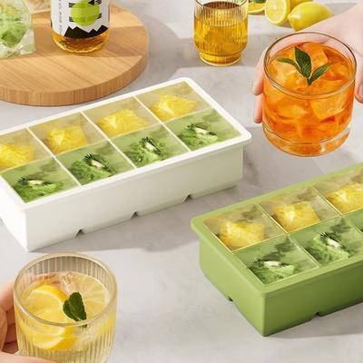 Square Silicone Ice Cube Tray with Lid  6-Cavity Easy Release Ice Cube Mold Stackable BPA-free Ice Cube Maker Dishwasher Safe Home Bar Essential