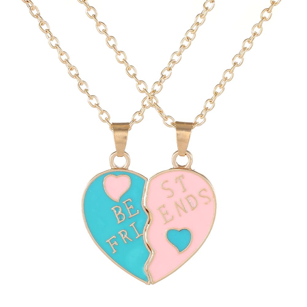 Set da 2 Pezzi Colori Blu e Rosa Ciondolo a Forma di Cuore Migliori Amici Collana BFF Modello Unicorno Gioielli per l'Amicizia