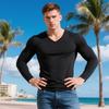 Men's High Quality stretch fabric Long Sleeve V-Neck T-Shirts Sweatshirts Sports Casual Tight Skinny Tops Blouse For Men Streetwear Underwear