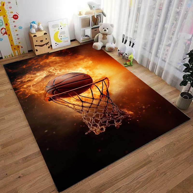 Fiery Basketball Hoop Print Carpet for Bedroom or Living Room Decor Suitable for use as an anti-slip for living room bedroom sofas