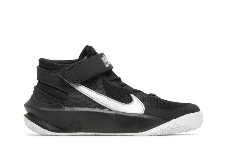 Nike Team Hustle D10 FlyEase GS 'Black Metallic Silver'