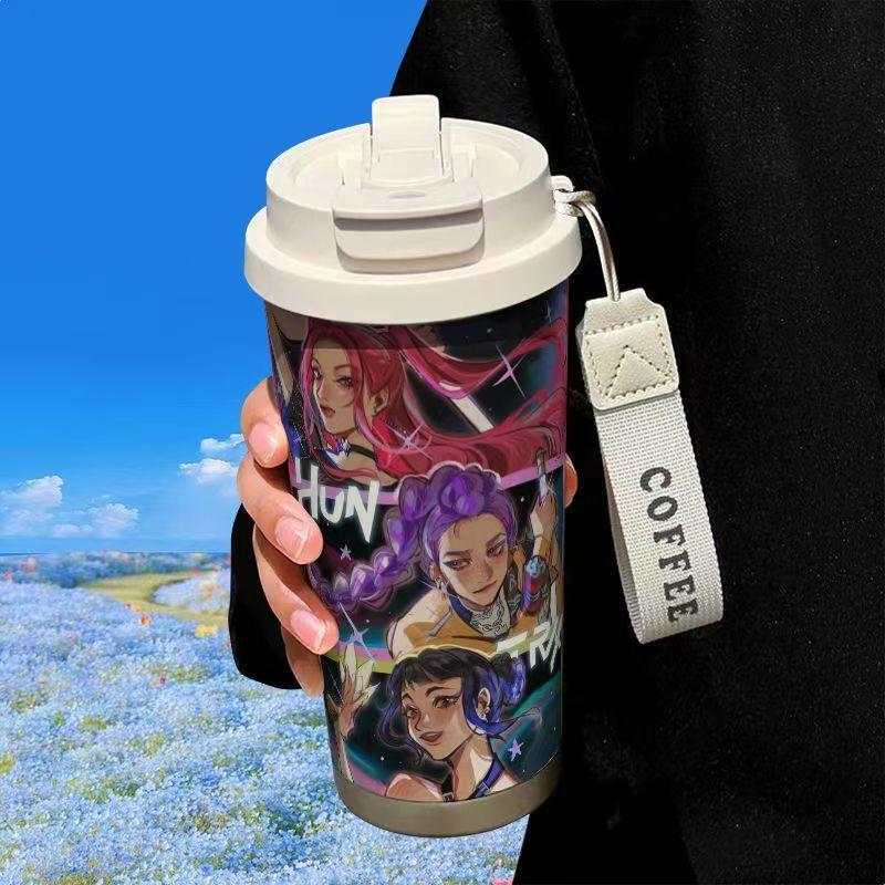 

Witch Hunting Girl Group Thermos Cup Stainless Steel Straw Double Drink Large Capacity Coffee Cup Girl Gift High Value 520ml