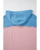 Azura Exchange Pink Color Block Patchwork Corded Knit Loose Fit Hooded Blouse