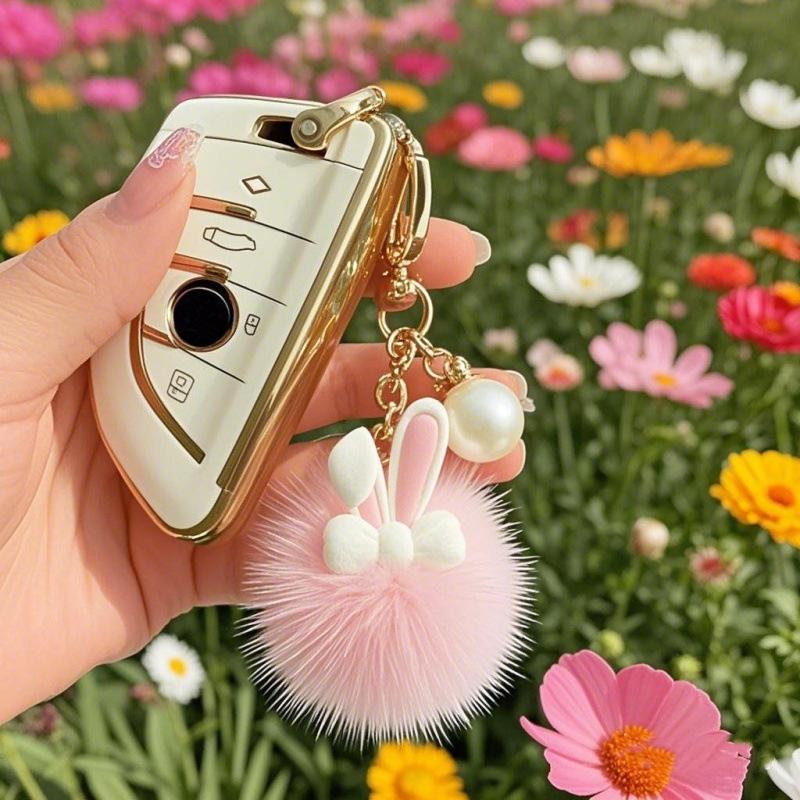 1 piece of smooth touch butterfly bow rabbit ear decoration daily necessities plush keychain accessory