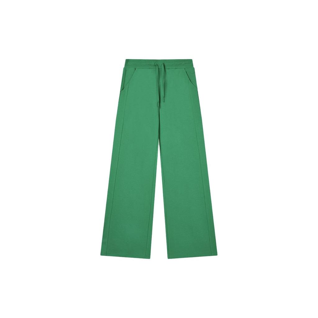 FILA Solid Color Mid Waist Straight Leg Casual Pants Women bottoms Emerald-Green F11W339612F-GN