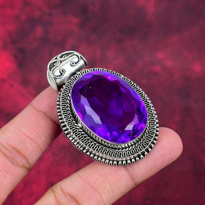 Purple Amethyst Pendant, 925 Solid Sterling Silver Gemstone Jewelry, Handmade Pendant, For Thanksgiving