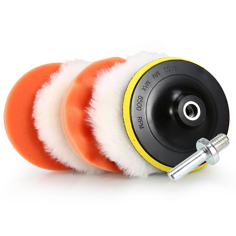 Free Shipping Car Beauty Kit: Self-Adhesive Wool & Sponge Polishing Wheels for Hand Drill