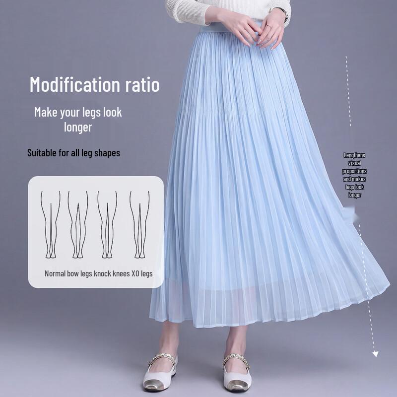 Bailuyu Französischer Chic High-Waist Plissee-Netzrock