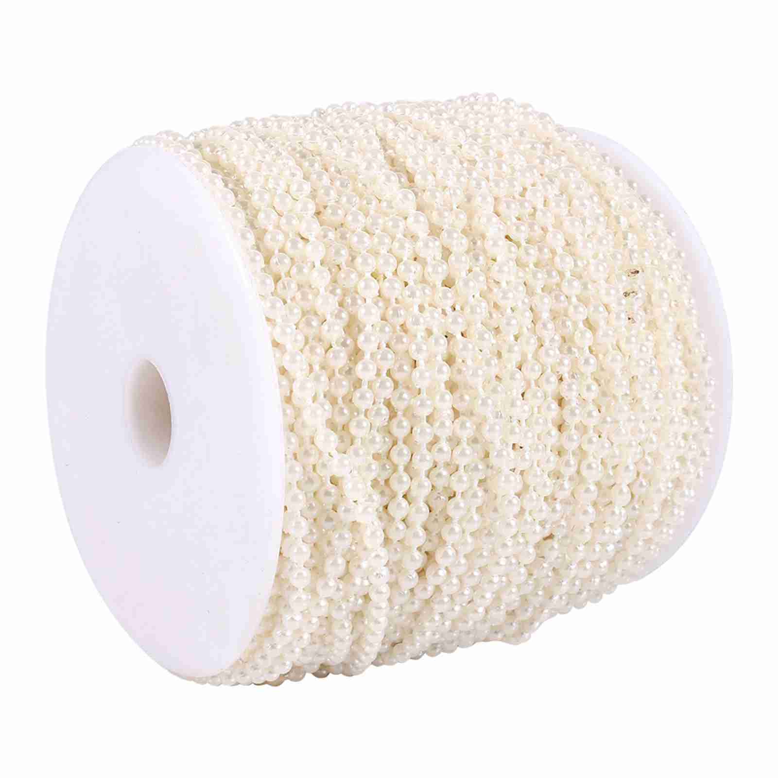 

50M Roll 3mm Fishing Line Pearls String Beads Chain Garland Wedding Decoration Centerpieces бежевый