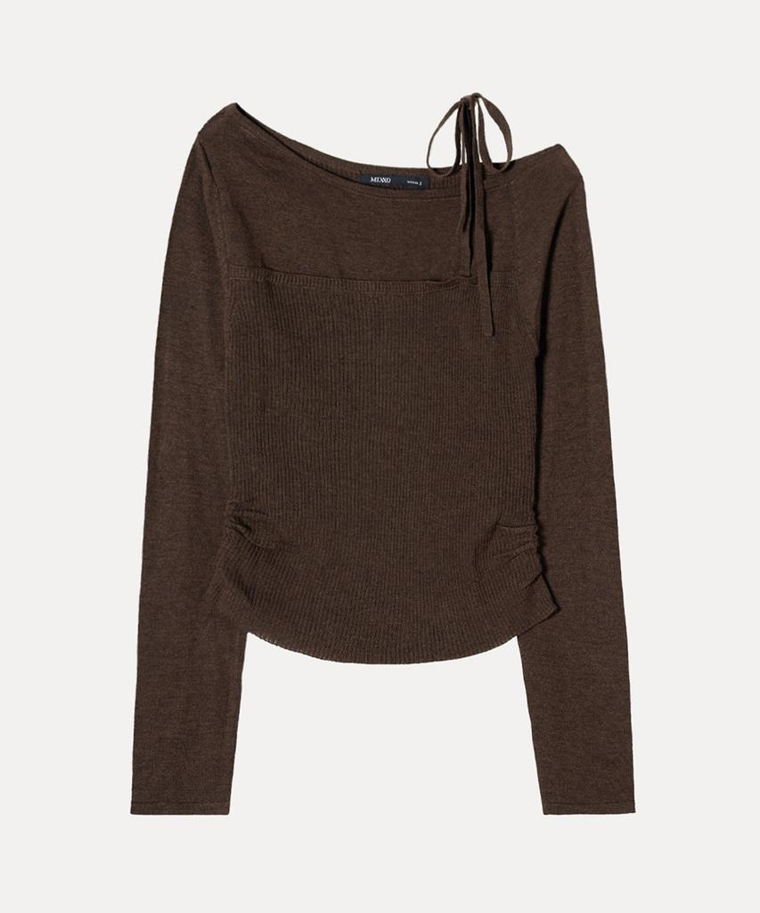MIXXO Ribbon One-Shoulder Pullover Re Kaf939T_Miwkag34Qt