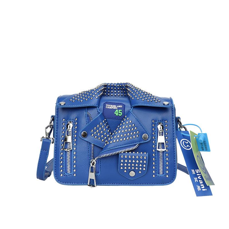 Pu foreign trade personality funny jacket bag 2025 super Korean version fashion rivet trend single shoulder crossbody small square bag women