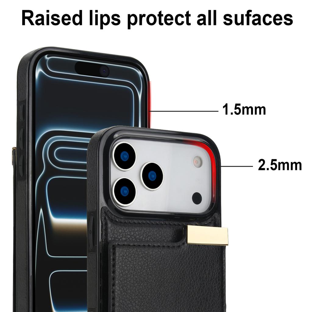 For iPhone 17 Pro Max Case TPU + PU Leather Hardware Decor Phone Cover with Card Holder