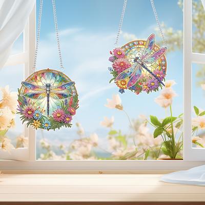 2Pcs PET Special Shaped Cute Animal 5D DIY Diamond Art Hanging Decor Diamond Painting Hanging Ornament Bedroom Decoration