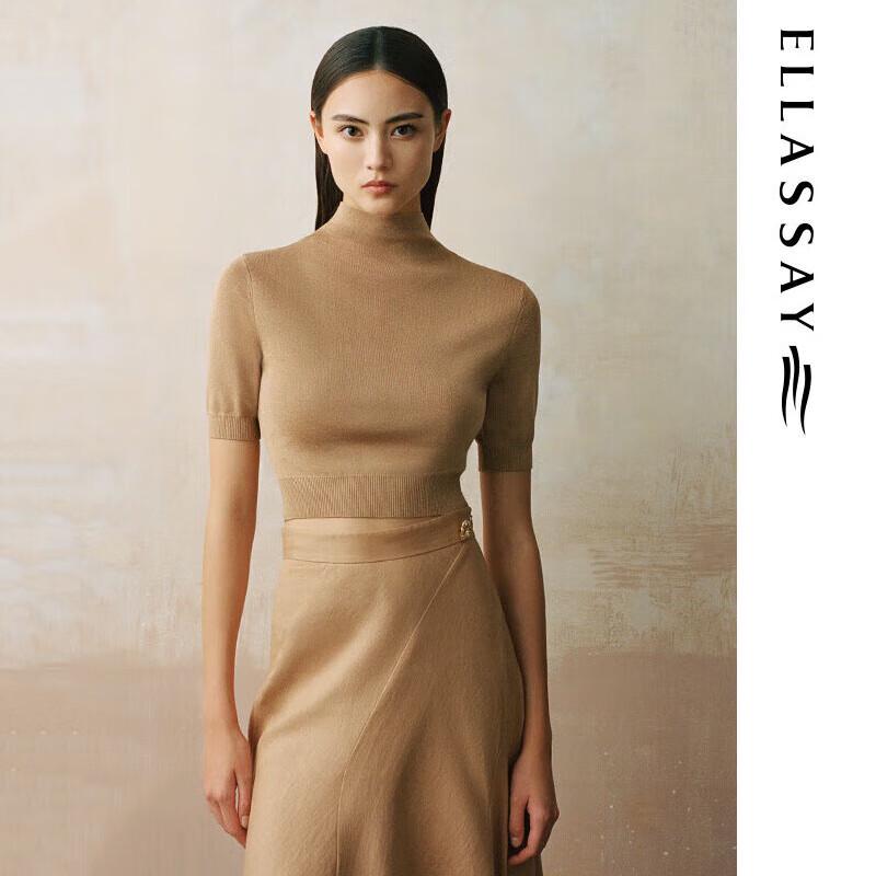 ELLASSAY Women's Slim-Fit Semi-High Collar Knit Top