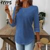 Women's Fashion Casual Summer Spring Solid Color Print 1/2 Sleeves O-Neck Blouses & Shirts