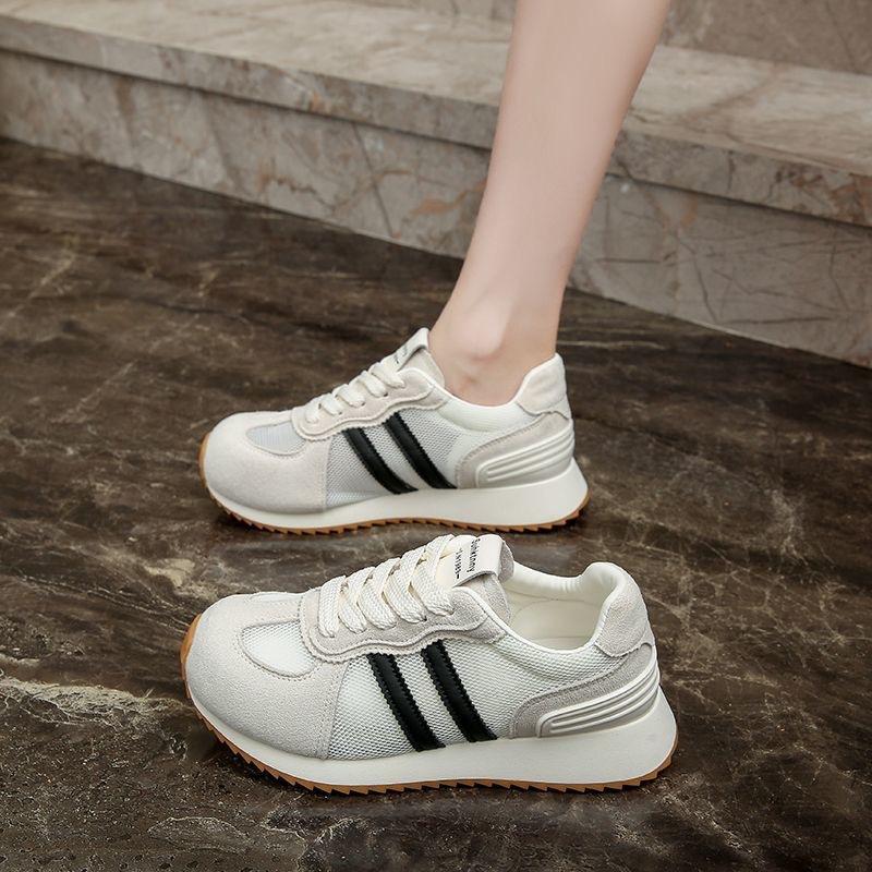 

Simple and fashionable soft-soled sports women s shoes 2025 spring and summer new lace-up Forrest Gump shoes mesh breathable shallow mouth casua 35