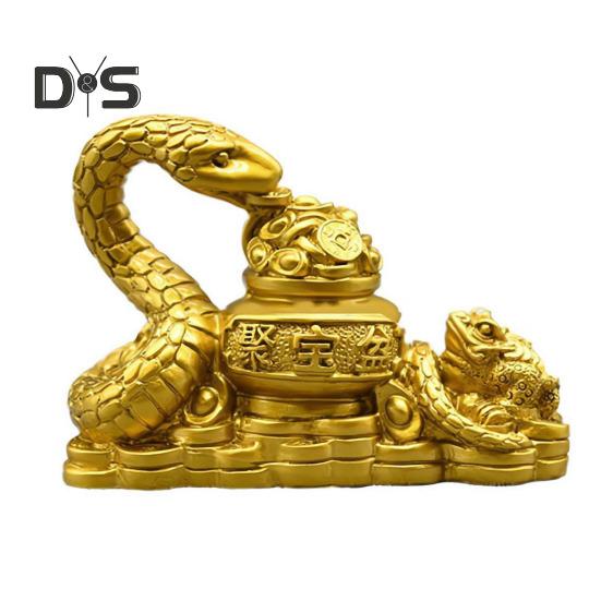 Zodiac Snake Ornament Resin Snake Figurine Tabletop Wealth Luck Snake Statue for Chinese New Year Home Office Decor