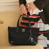 Black Croco Leather Nylon Tote Bag S