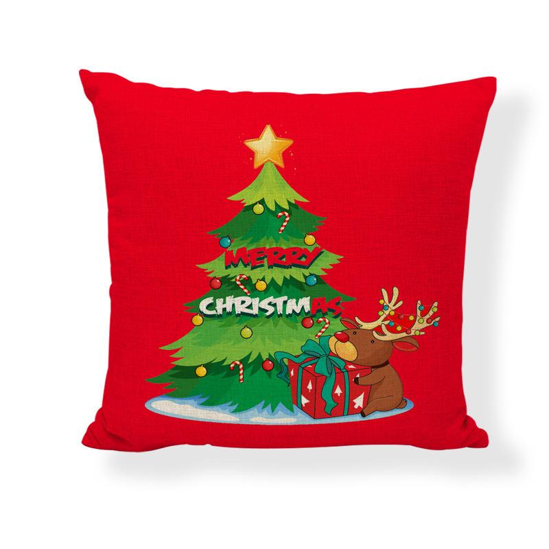Red Series Santa Claus Pattern Throw Pillow Cover with Short Plush Print for Living Room Sofa Decoration Cushion Cover