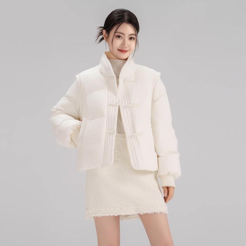 SNOWFLYING Women's New Chinese Style Short Puffer Down Jacket X40145624F