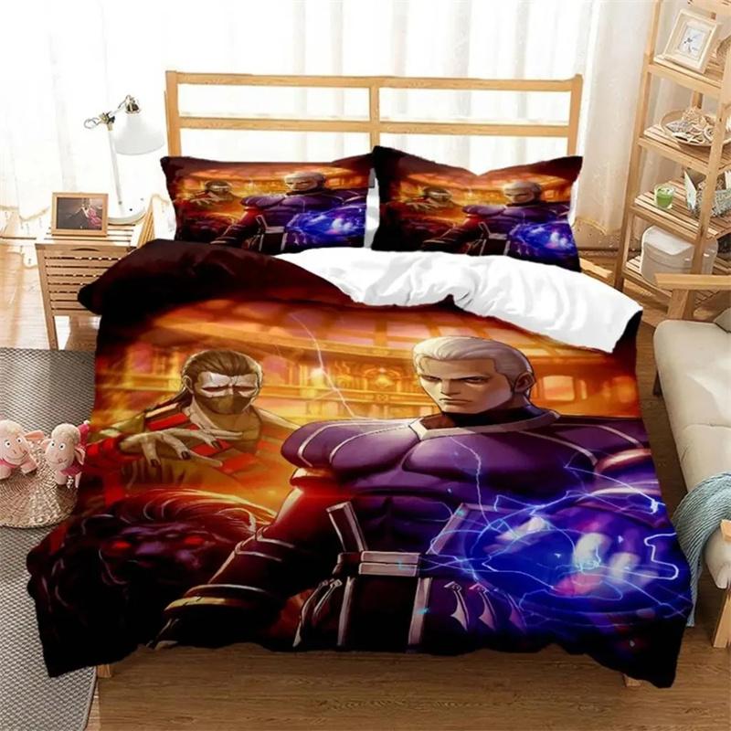 Anime King of Fighters KOF Bedding Set,Duvet Cover Comforter Bed Set Quilt Cover Pillowcase,King Queen Twin Size Boys Girls
