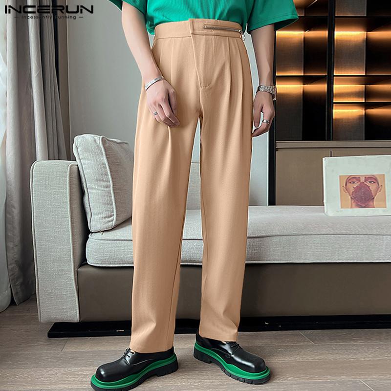 

INCERUN Весенние мужчины Свободные однотонные длинные брюки