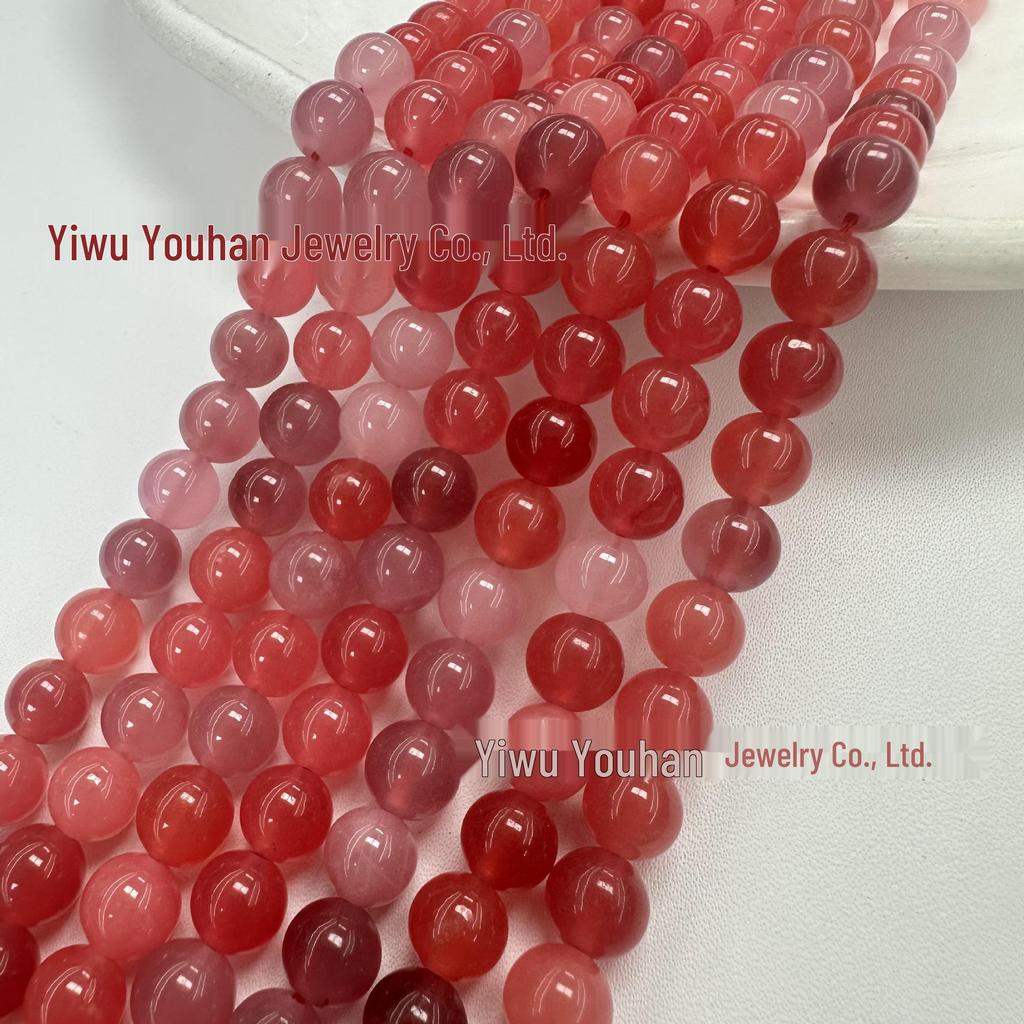 Alashan White Stone Gradient Three-Color Beaded Round Loose Beads