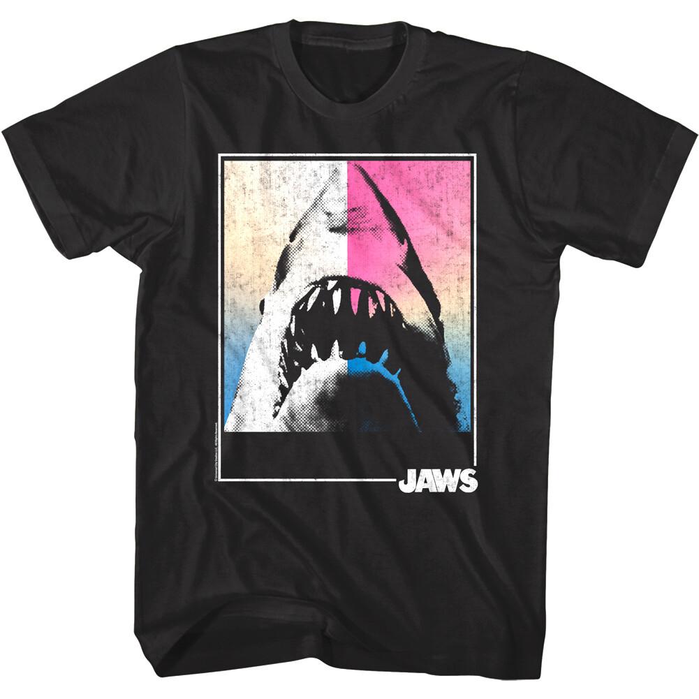 Jaws Halftone Pastel Shark Men T Shirt Movie Bite Teeth Attack Ocean Spielberg XXL