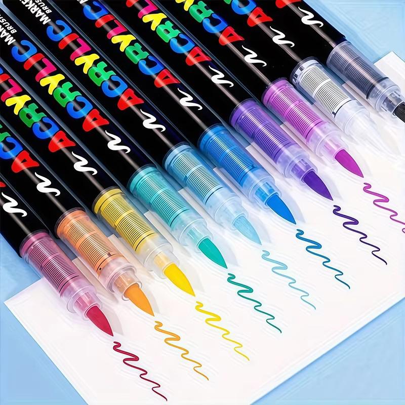 12-72 Colors Acrylic Paint Markers, Soft Brush Tip Large Ink Capacity Acrylicmarker Brush Pens, Professional-Grade Paint Pen