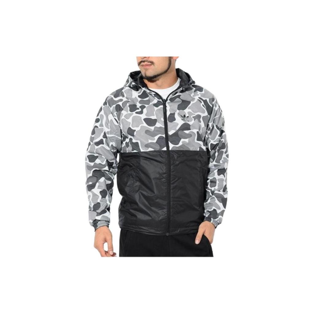adidas Originals Camouflage Patchwork Sports Jacket Men Jacket Black DN8041