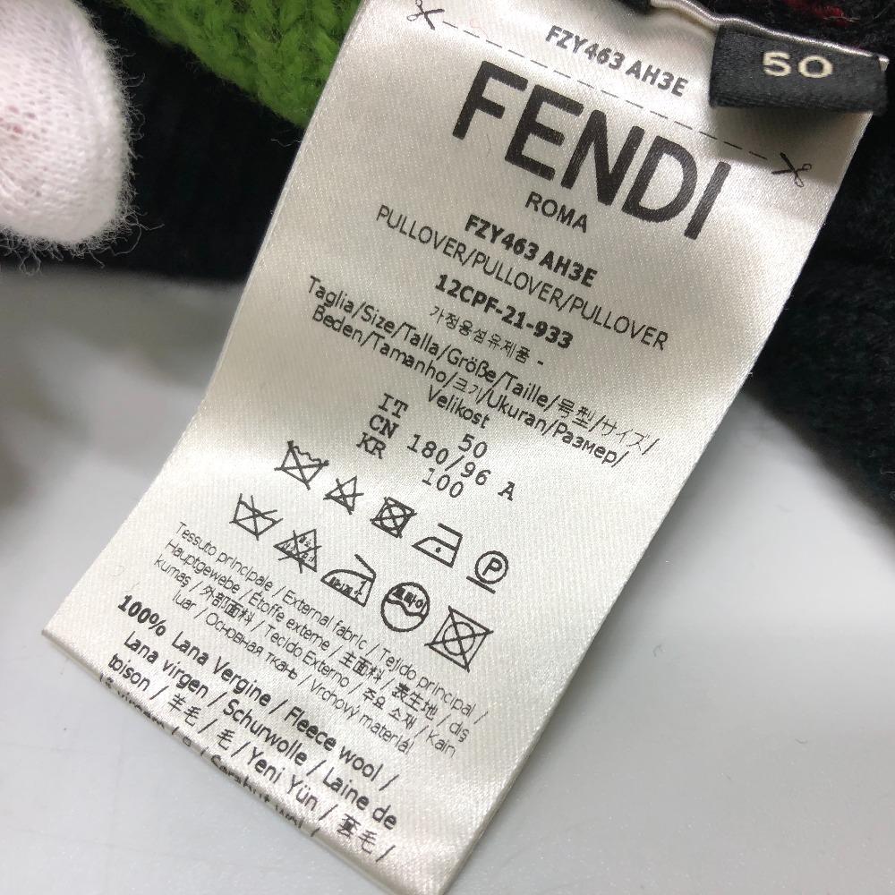 Fendi FZY463 AH3E 21AW Logo Multicolore ARTIST ALLOVER Crew Neck Top Sweater