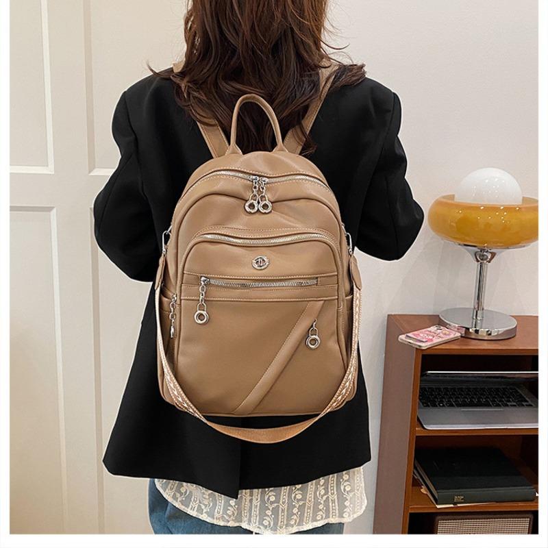 Backpack Women's Backpack Soft Leather New Casual Versatile Fashion Premium Large Capacity Commuter Shoulder Bag