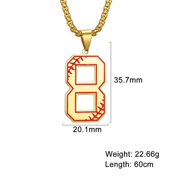 My Shape Baseball Pattern Number Pendant Necklace For Men Sport Basketball Figure Stainless Steel Necklaces Fashion Male Jewelry